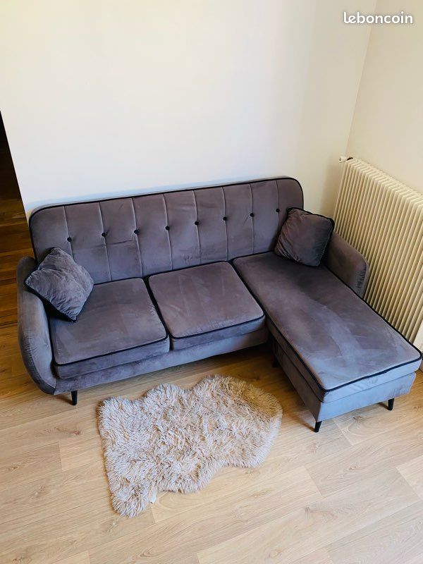 Petite canapé d’angle velours (image 1)
