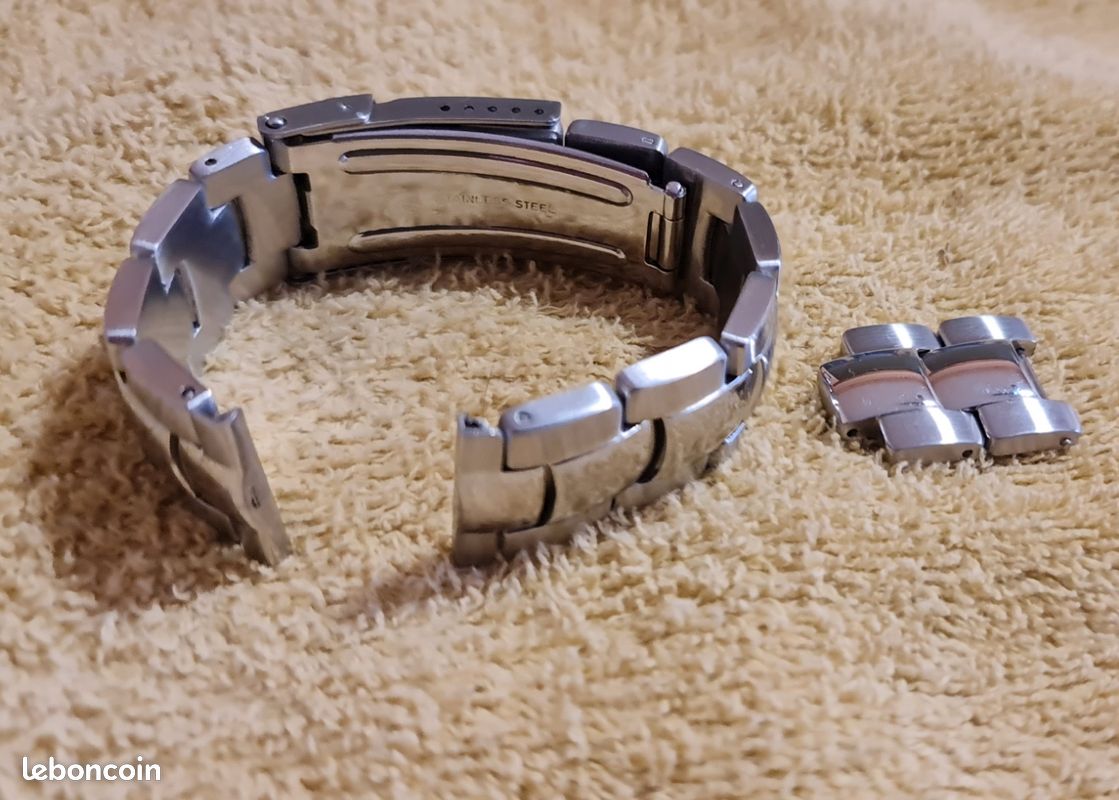 Bracelet De Montre Acier Inoxydable Avec Fermoir Glidelock – Largeur 16 Mm (ext.) / 9 Mm (int.), Compatible Bracelets 20 Mm