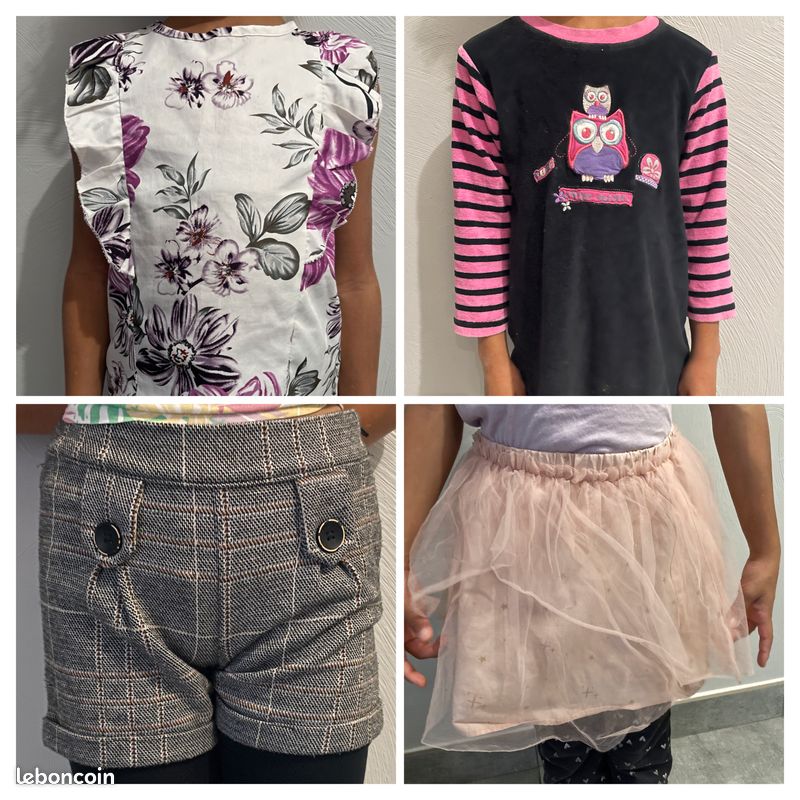 Ensemble chemise et jupe short à rayures rose pâle détails ajourés
