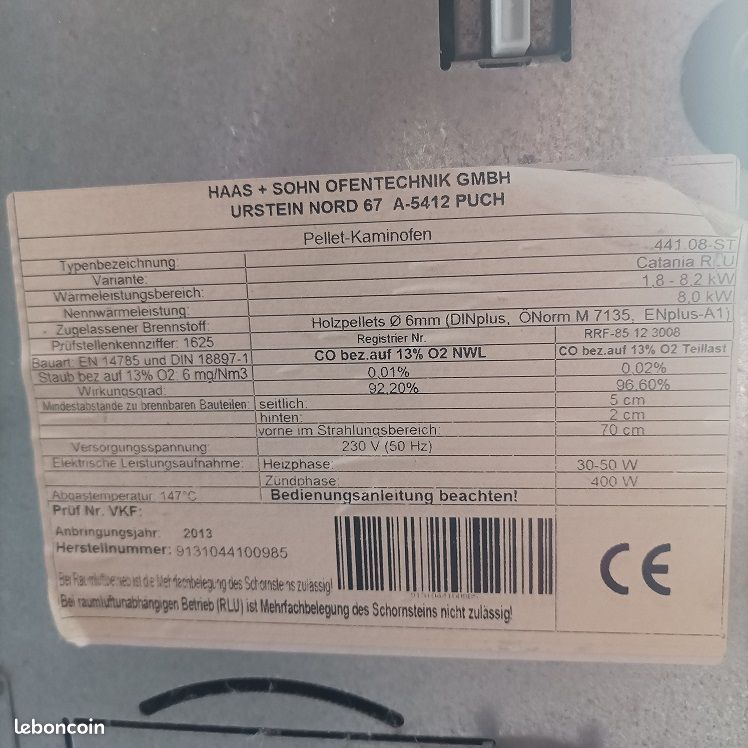 Poêle à granulés HAAS+SOHN 8Kw étanche (image 2)