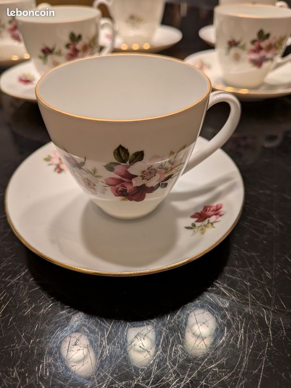 Service 6 Tasses et Soucoupes Porcelaine Vintage - Hertel Jacob Bavaria (image 1)