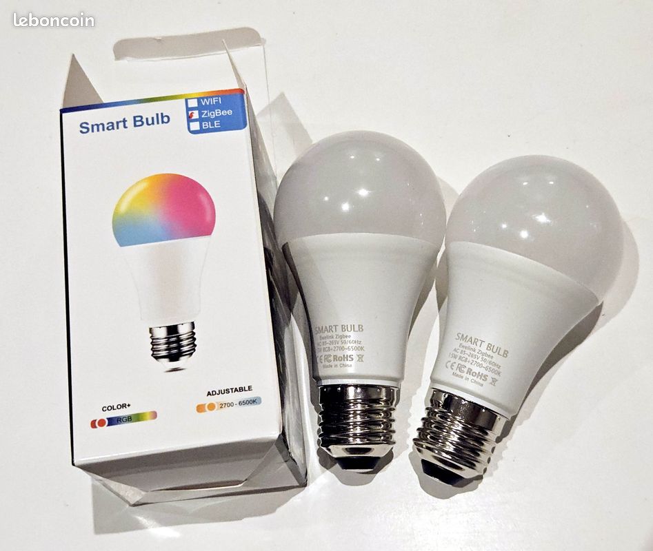 Pack 2 Ampoules Connectées WIFI LED E27 14W - Multicolores, 1500lm, Compatibles Alexa & Google Home - Application SmartLife
