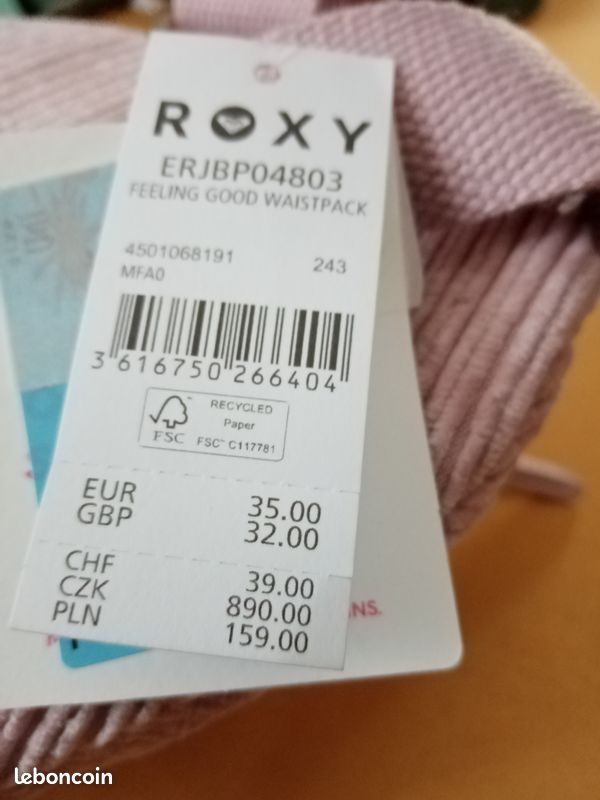 Sac banane femme ROXY neuf rose poudré Accessoires Bagagerie