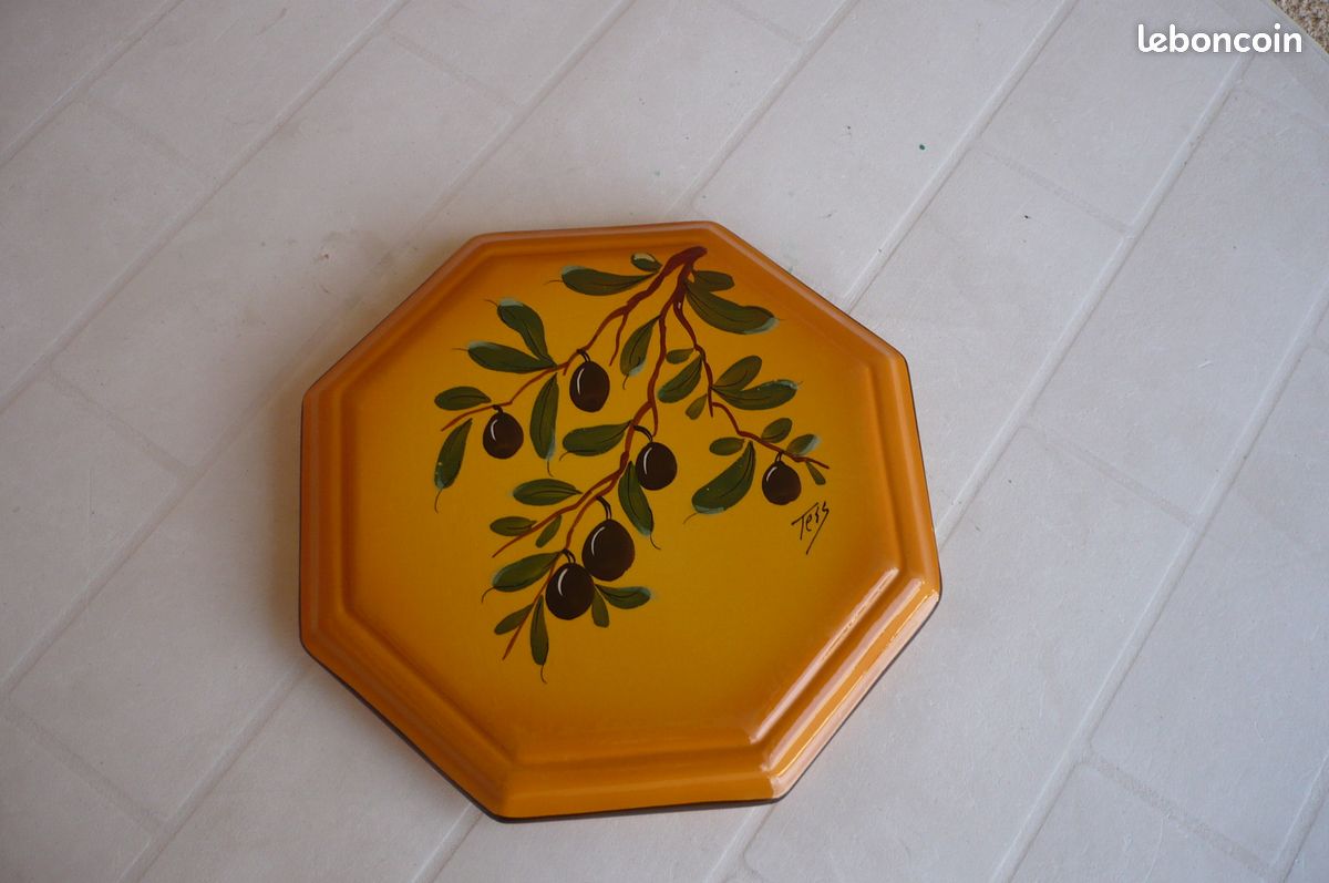 VINTAGE - Dessous de plat octogonal décor olives - Tess - TBE (image 2)