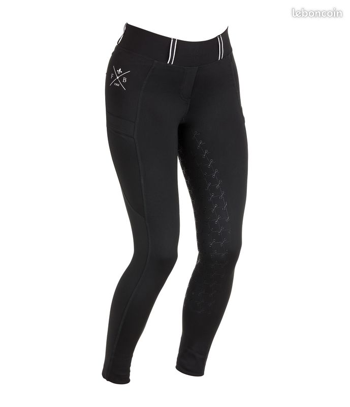 Legging d'équitation noir à fond intégral grip - Taille 46 (modèle Malena) (image 1)