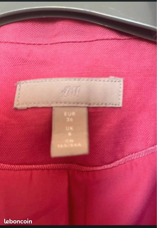Veste Bombardier Légère H&M Rose Foncé - Printemps, Portée Une Fois - Occasion Très Bon état