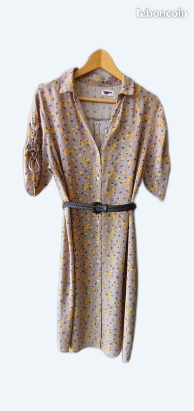 Robe vintage beige imprimé floral jeune et noir taille 38-44 - danayel (image 1)