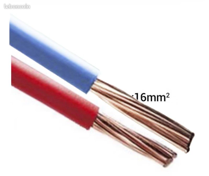 2 câbles 1m 16mm2 Rigide - Bricolage
