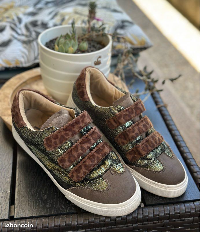 Chaussures Vanessa Wu Léopard Baskets à Scratch Motif Léopard Et