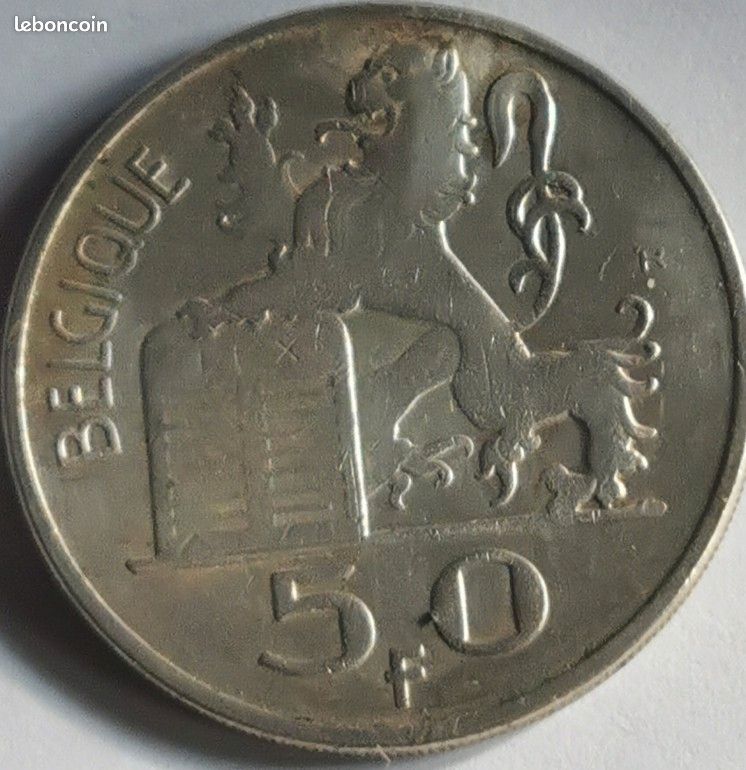 50 Francs Baudouin Légende Française Belgique Argent Monnaies Argent
