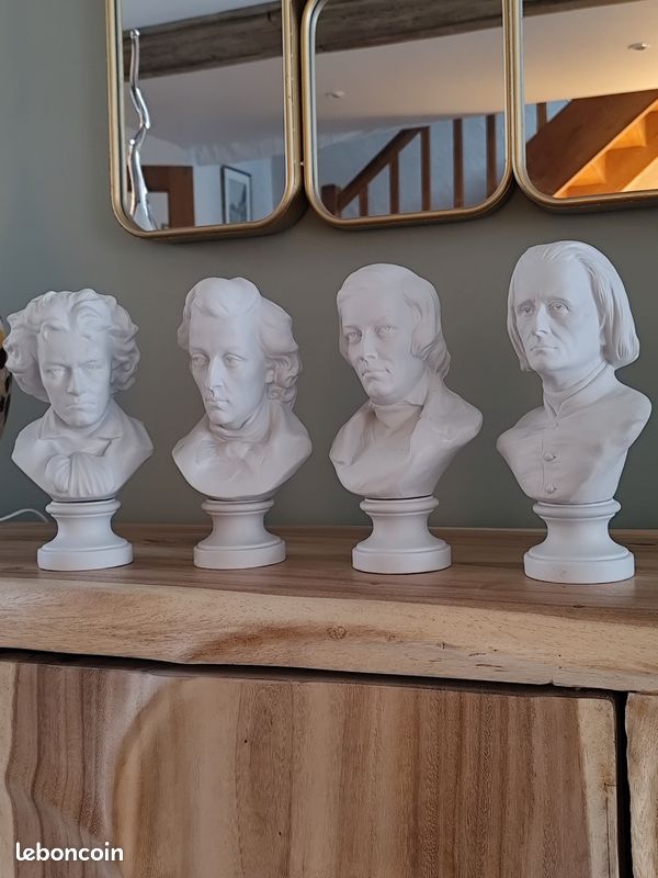Statues bustes compositeurs biscuit courant XXeme (image 3)