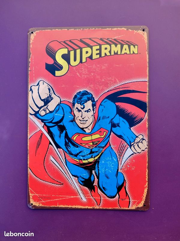 Plaque Murale Métal Superman 30x20 Cm - Déco Super-héros Pour Chambre Ou Garage