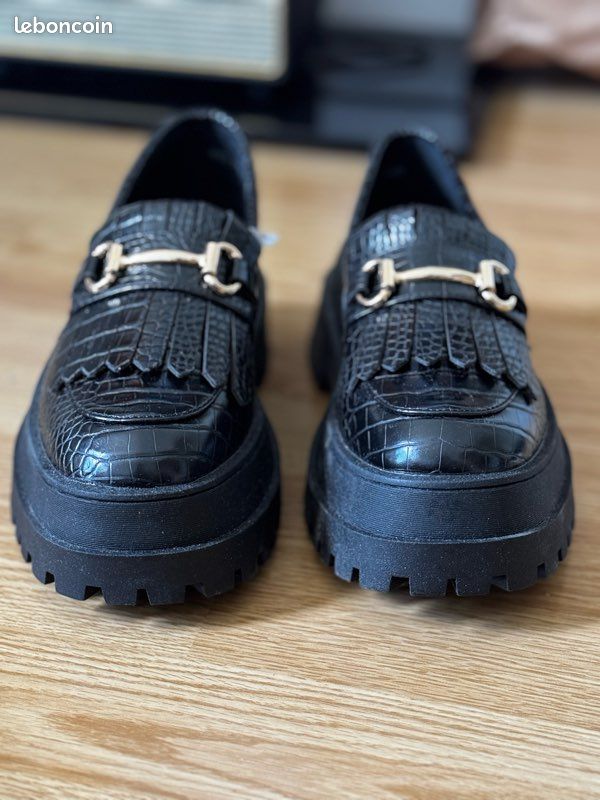 Chaussures/Mocassins WideFit Noir Croco London Rebel Chaussures