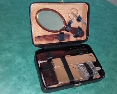 Trousse De Toilette Vintage Motif, 23,5 X 18 Cm, état Super, Look Rétro Assuré