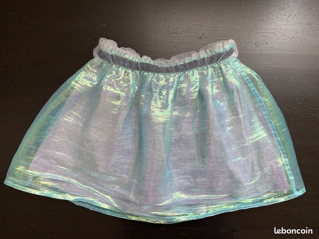 Robe Fille IKKS 8 Ans - Satin Bleu, Jupe Plissée, Style Trapèze - été