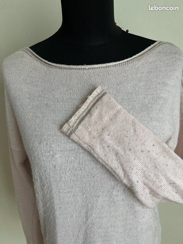 Pull Fin Camaieu – Noir Avec Fils Dorés – Taille M (38/40) – Occasion TBE