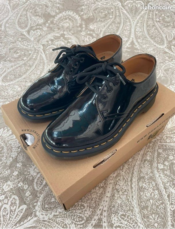 Doc Martin Dr Martens Bleu Vernis Martens 1460 W BLACK PATENT