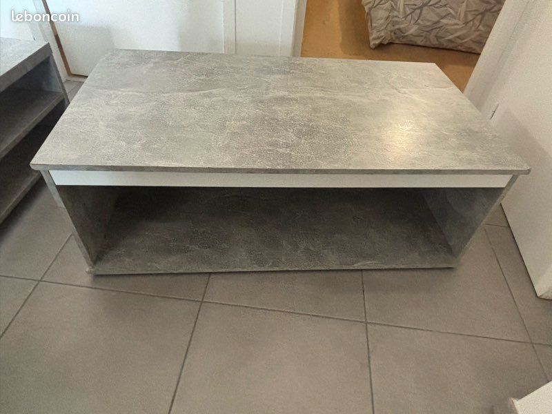 Ensemble salon effet béton gris – Table basse + meuble TV (image 4)