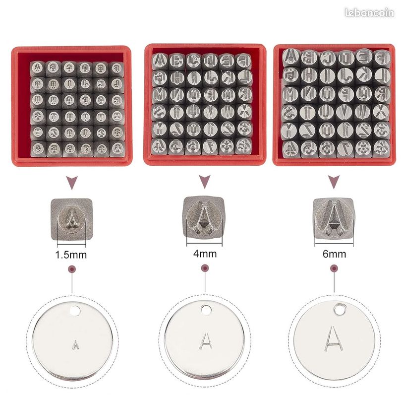 Kit 36 Pièces Poinçons Tampons Métal 1/4 (6mm) - Lettres, Chiffres - Marquage Bijoux