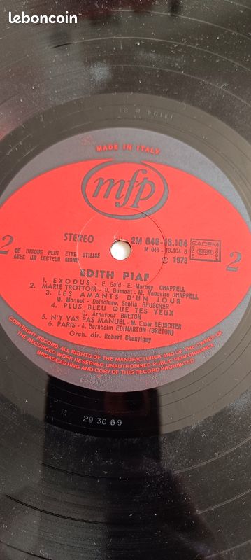 Vinyle Edith Piaf Un souvenir 33 tours (image 2)