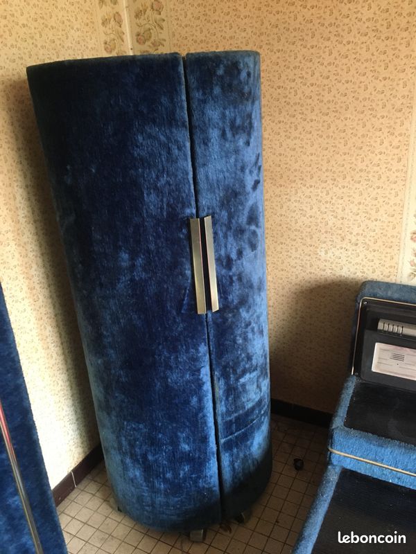 Chambre complète lit radio armoire coiffeuse velours Vintage 70 / 80 (image 3)