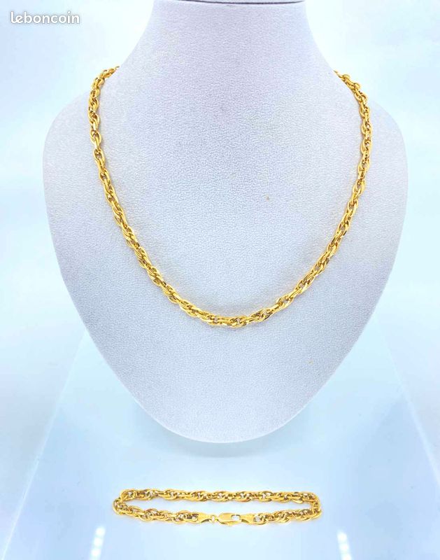 Parure Collier & Bracelet Mailles Or Jaune (image 1)