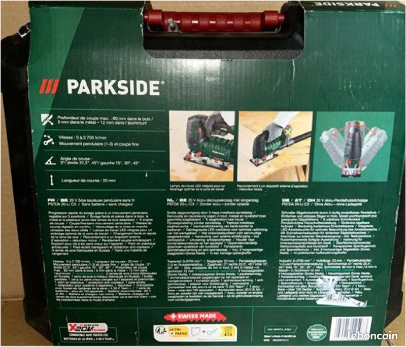 Scie sauteuse pendulaire sans fil PARKSIDE NEUF 20 V – Sans batterie ni chargeur (image 2)