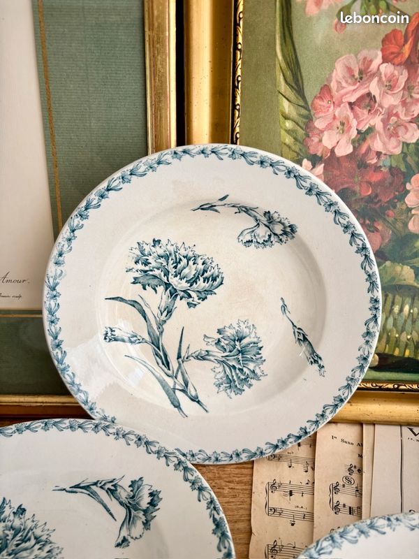 DINETTE FAÏENCE LUNÉVILLE ancienne 1880-1920s 9 pièces EUR 90,00