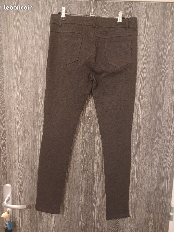 Jean skinny gris chiné coupé droite (image 2)