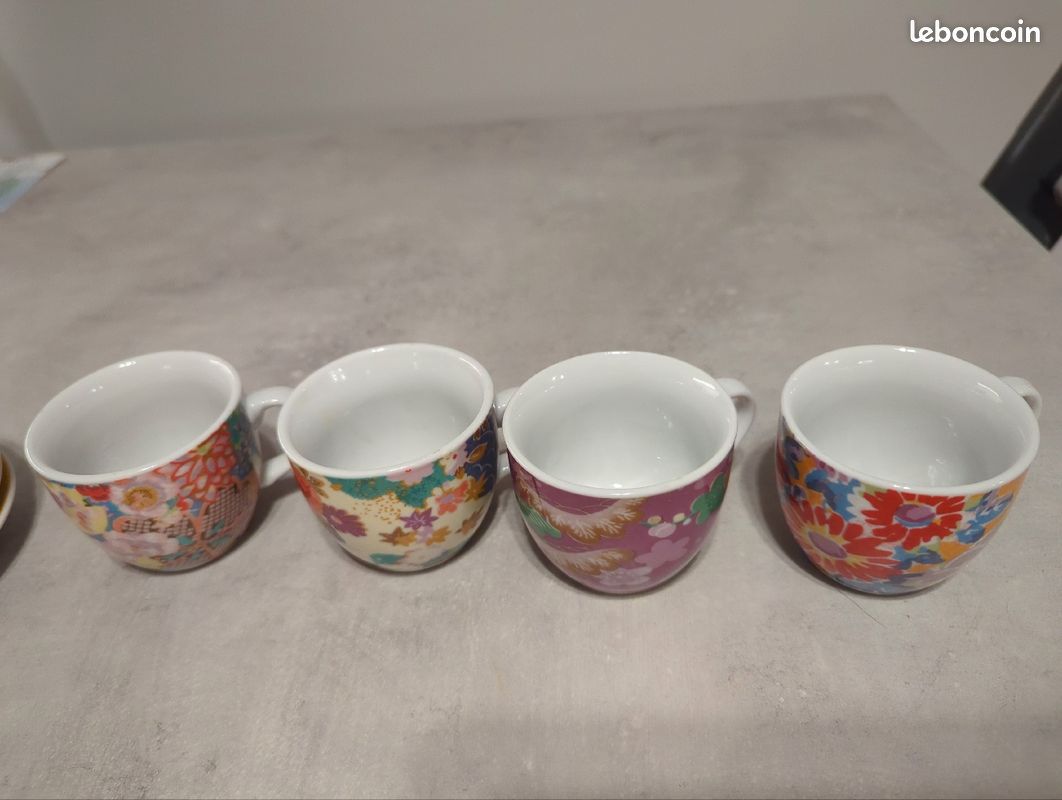 Lot de 6 tasses à café expresso motif japonais et soucoupes (image 3)