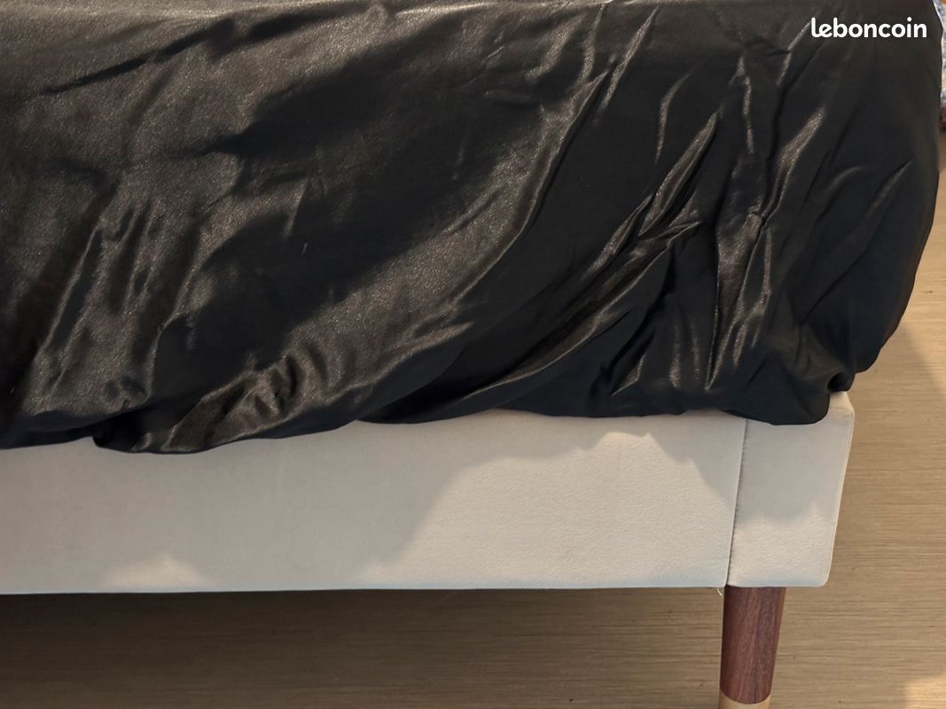 Vend lit tissus beige 160x200 (image 3)