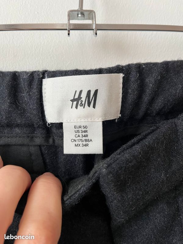 Joli pantalon pour homme H&M noir feutré (image 3)