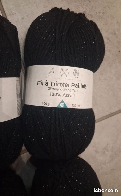 Lot de 6 pelotes laine noire pailleté (image 4)