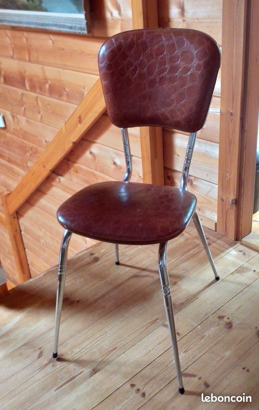 Lot de 2 chaises cuisine vintage marron Années 60 (image 1)