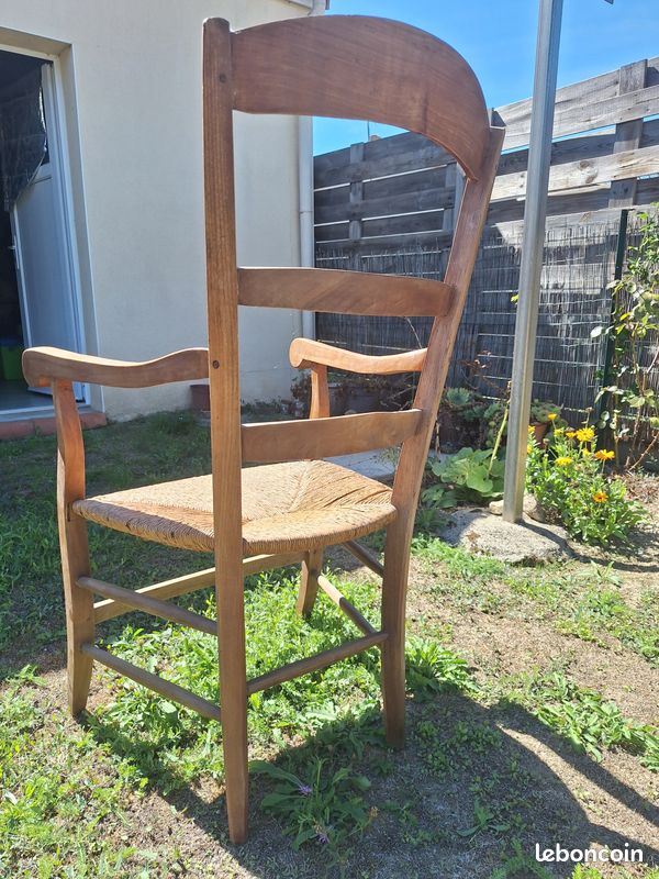 Fauteuil bois et paille (image 3)