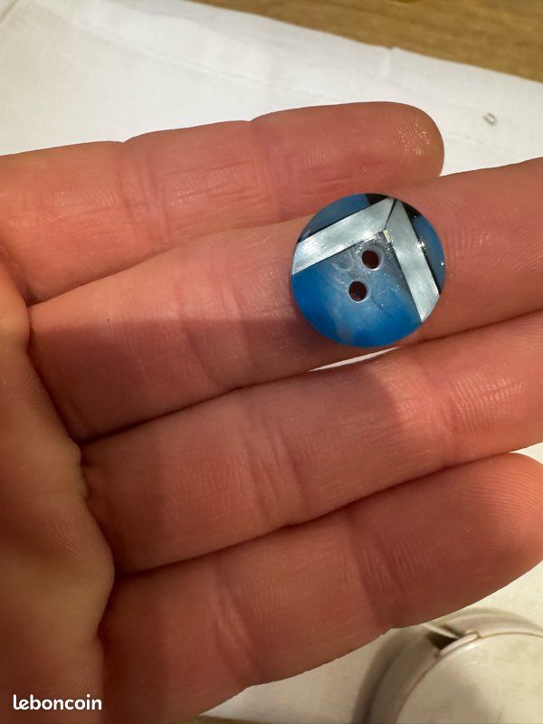 15 boutons bleus dégradés nacré vintage (image 2)