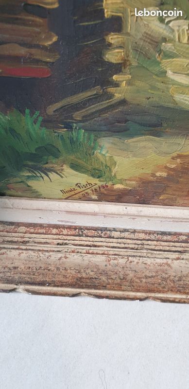 Tableau huile sur toile signé Nicole Fisch daté du 25 février 1956 (image 4)