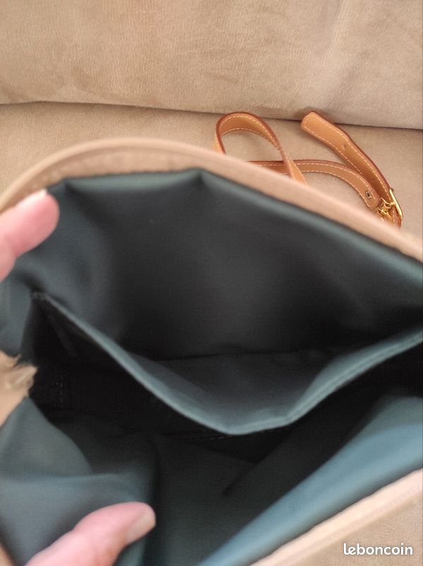 Sac à bandoulière rectangulaire motif ourson beige, marron et bleu (image 10)