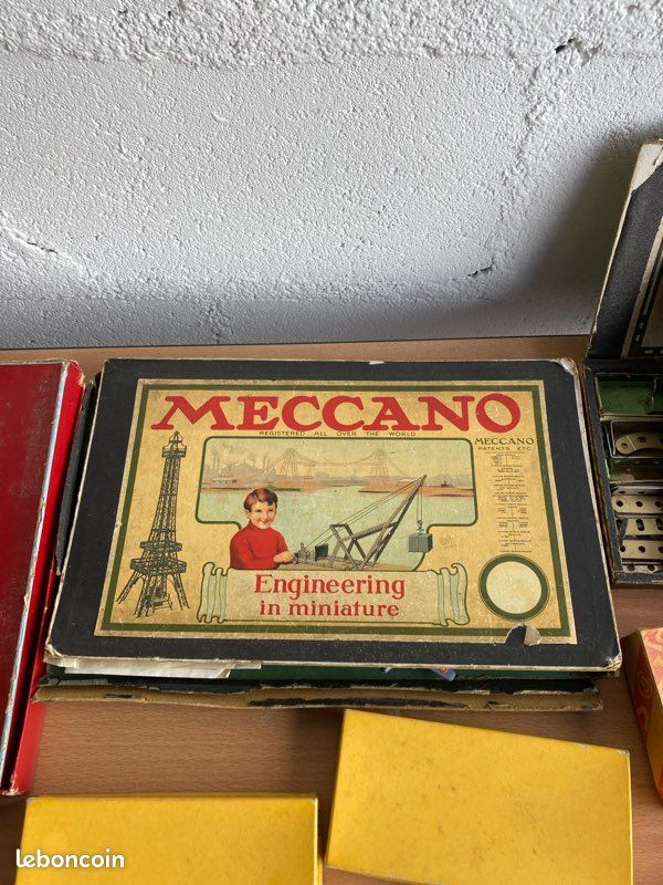 Coffret Meccano bois, milieu 20e Siècle
