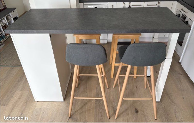 Îlot de cuisine & 4 tabourets de bar (image 1)