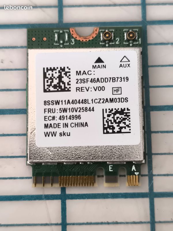 Carte Wi-Fi M.2 Realtek RTL8852BE - Dual Band 2.4/5 GHz - Bluetooth 5.2 (image 1)