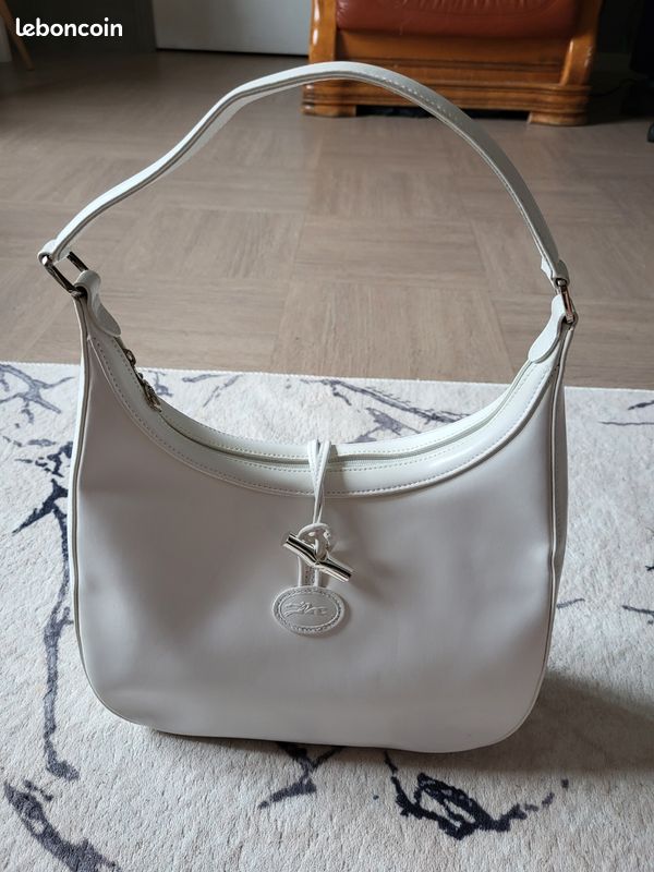 Magnifique Sac à Main Longchamp Roseau Blanc en Cuir Fabrication