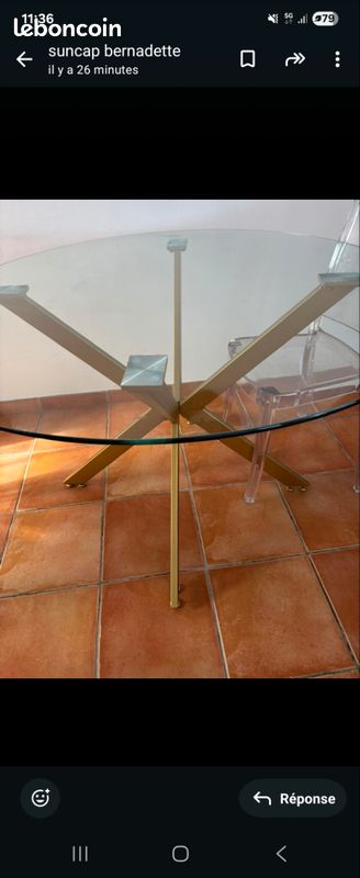 Table verre et 4 chaises transparente (image 2)