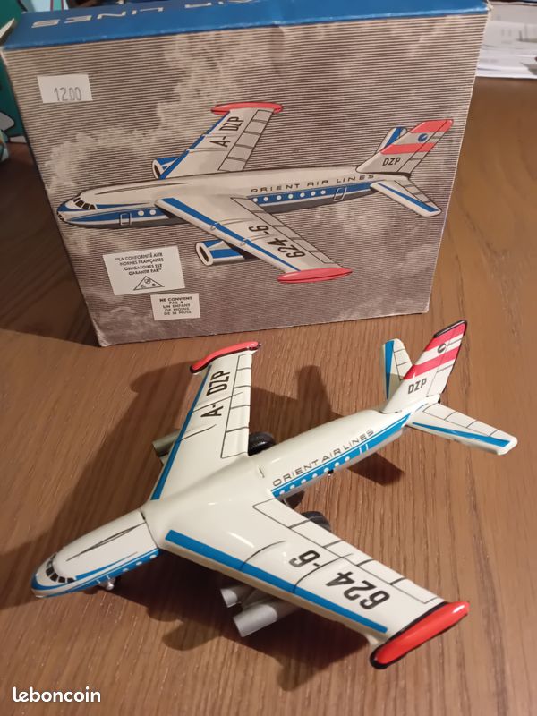 Jouet Ancien En Tôle – Avion – Mécanisme à Ressort – Vintage