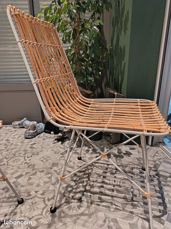 Chaise metal et rotin (image 2)