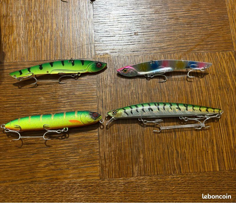 Lot de 8 leurres de pêche à l'eau 100 mm/17 g - Appâts durs rotatifs - Queue souple - 8 pièces