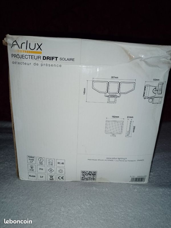 ARLUX Projecteur LED solaire à détection infrarouge Drift 15W 1000lm 4000K noir - 500591 (image 4)