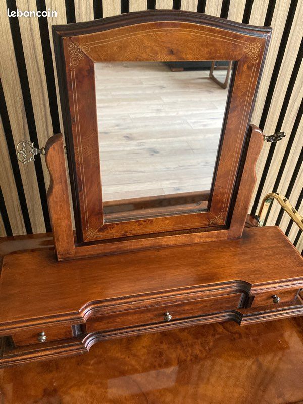 Psyché vintage de table en ronce de noyer et marqueterie (image 20)