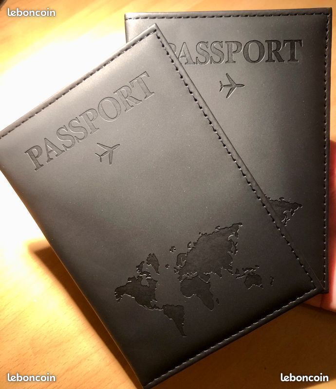 Lot De 2 Housses De Passeport Rose Et Noir + étiquettes Bagages Assorties - Neufs