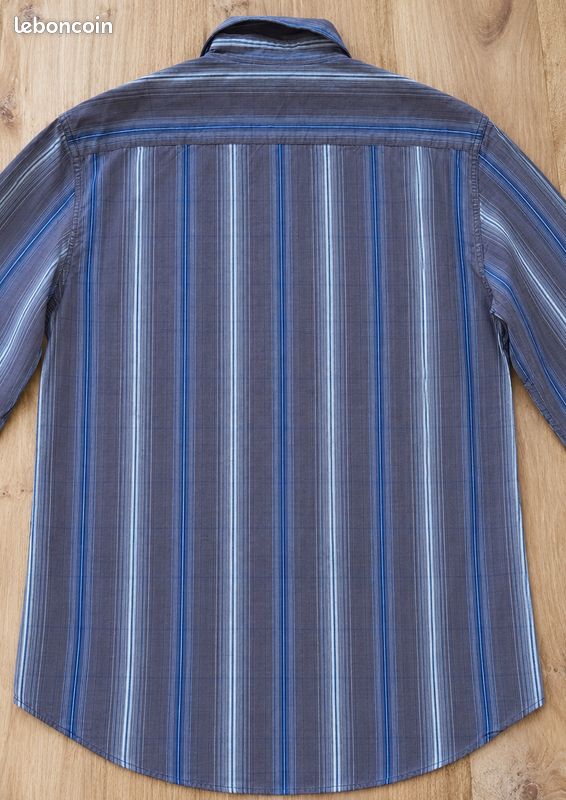 Chemise violette et bleue à rayures – Avec poche poitrine et finitions soignées – Deck No. 28 – Homme Taille 39/40 – Toutes saisons / Bureau et habillé – Neuf (image 10)